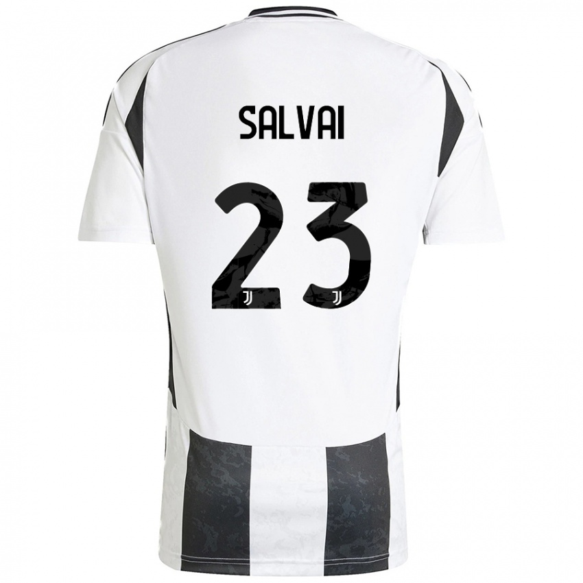 Niño Camiseta Cecilia Salvai #23 Blanco Negro 1ª Equipación 2024/25 La Camisa Argentina