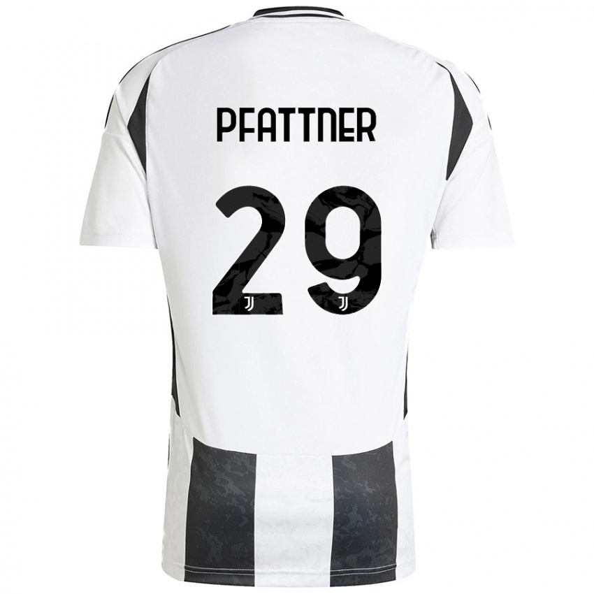 Niño Camiseta Elisa Pfattner #29 Blanco Negro 1ª Equipación 2024/25 La Camisa Argentina