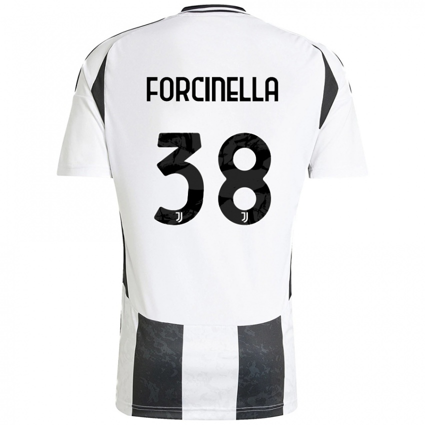 Niño Camiseta Camilla Forcinella #38 Blanco Negro 1ª Equipación 2024/25 La Camisa Argentina