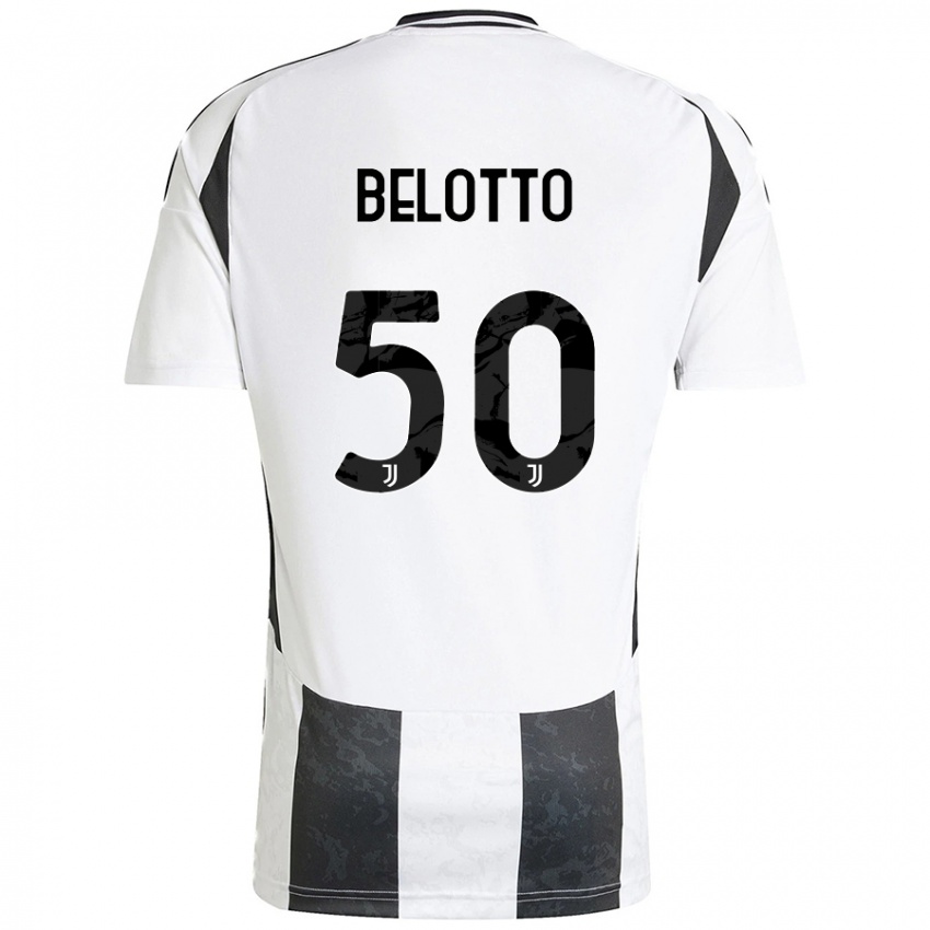 Niño Camiseta Soledad Belotto #50 Blanco Negro 1ª Equipación 2024/25 La Camisa Argentina