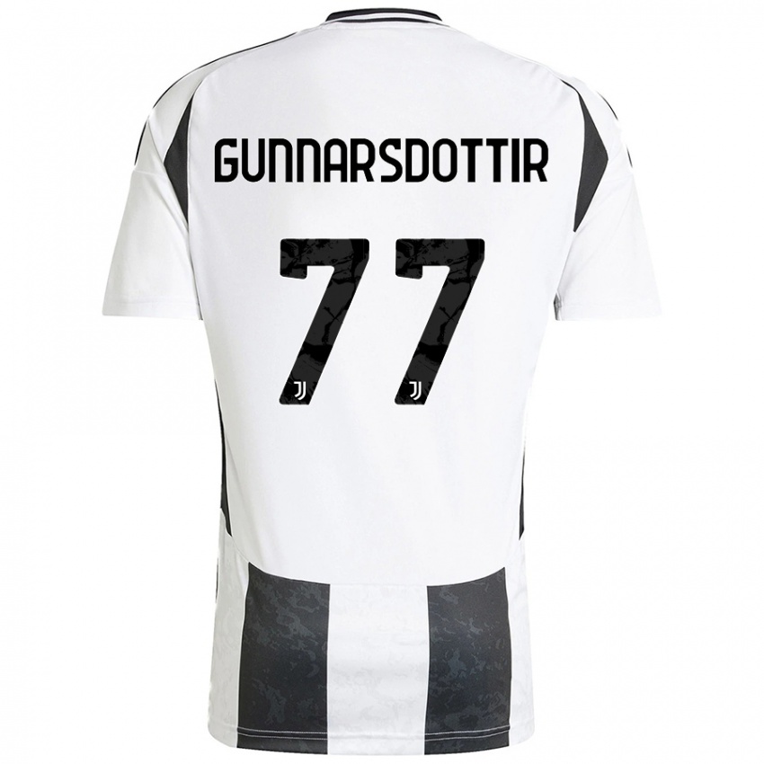 Niño Camiseta Sara Bjork Gunnarsdottir #77 Blanco Negro 1ª Equipación 2024/25 La Camisa Argentina