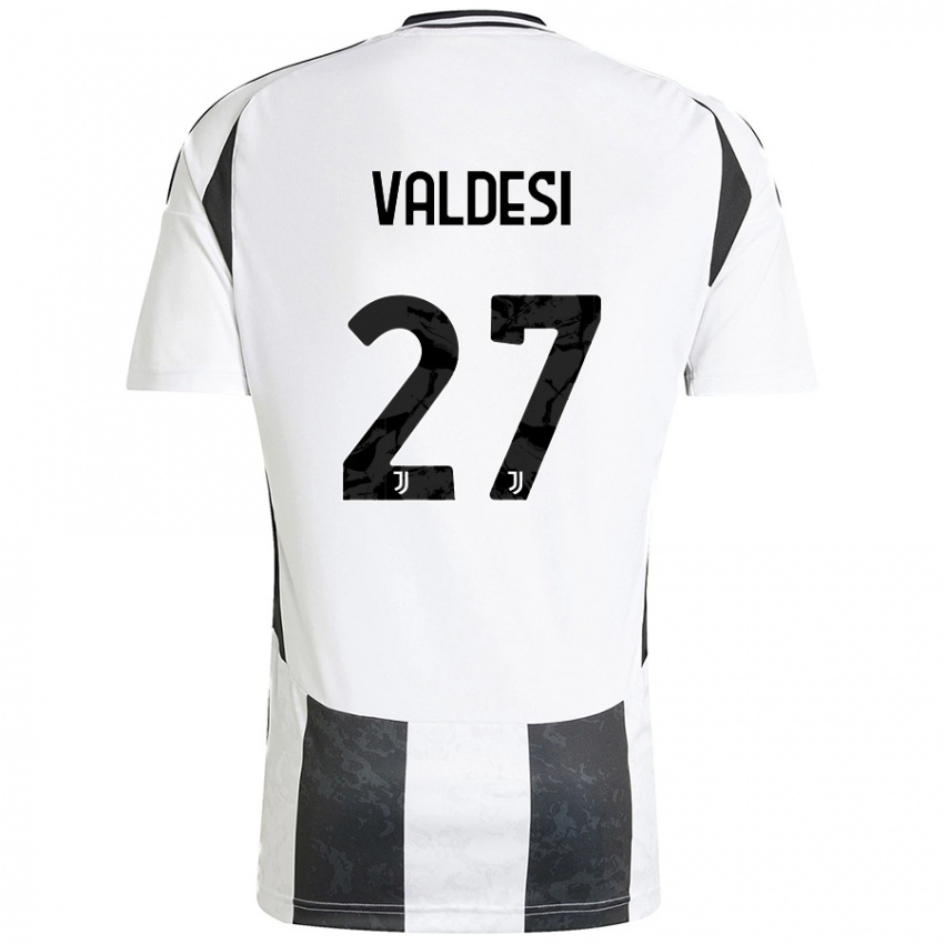 Niño Camiseta Andrea Valdesi #27 Blanco Negro 1ª Equipación 2024/25 La Camisa Argentina