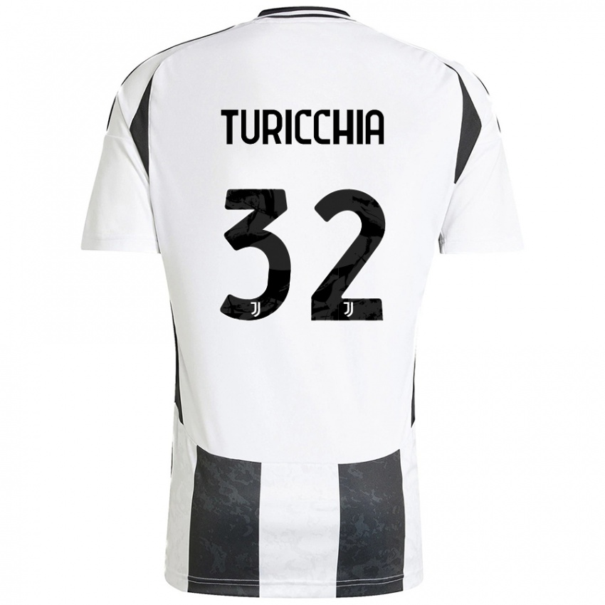 Niño Camiseta Riccardo Turicchia #32 Blanco Negro 1ª Equipación 2024/25 La Camisa Argentina