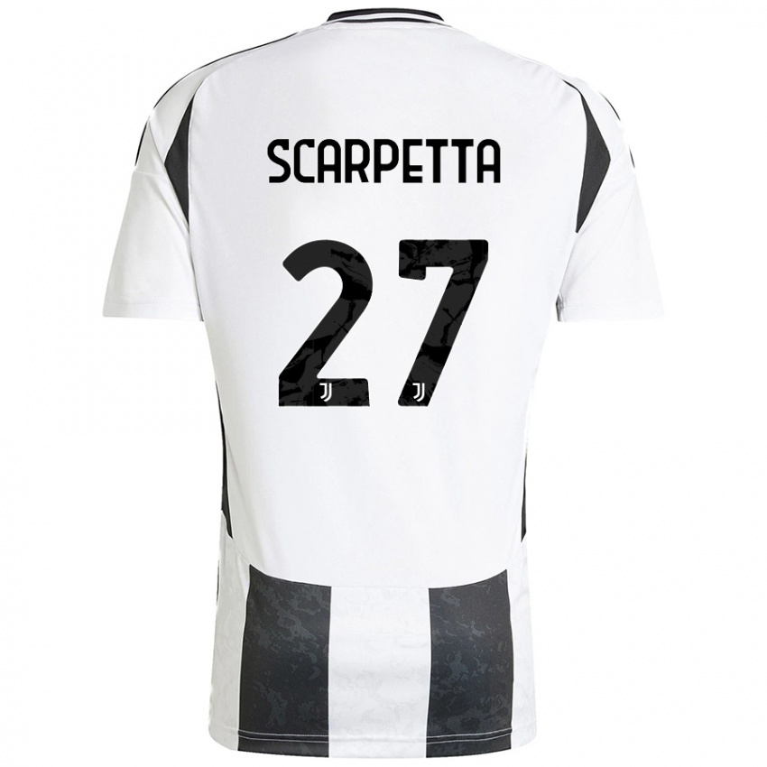 Niño Camiseta Jacopo Scarpetta #27 Blanco Negro 1ª Equipación 2024/25 La Camisa Argentina