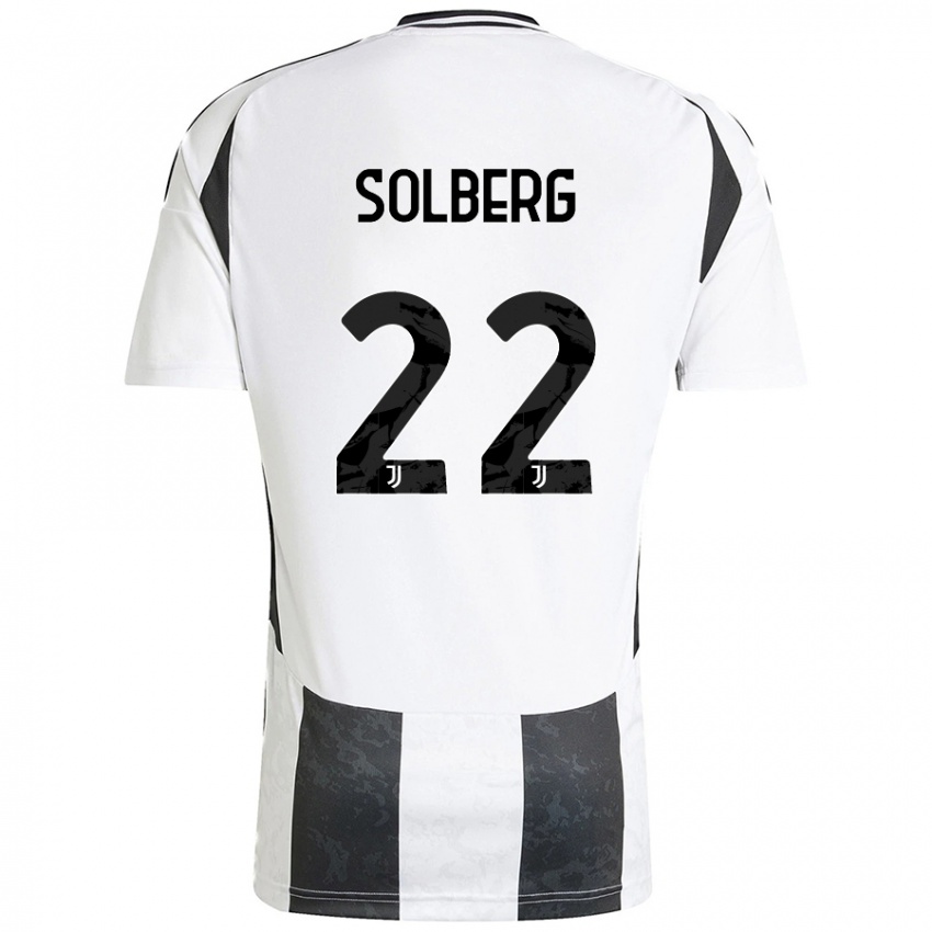 Niño Camiseta Elias Solberg #22 Blanco Negro 1ª Equipación 2024/25 La Camisa Argentina