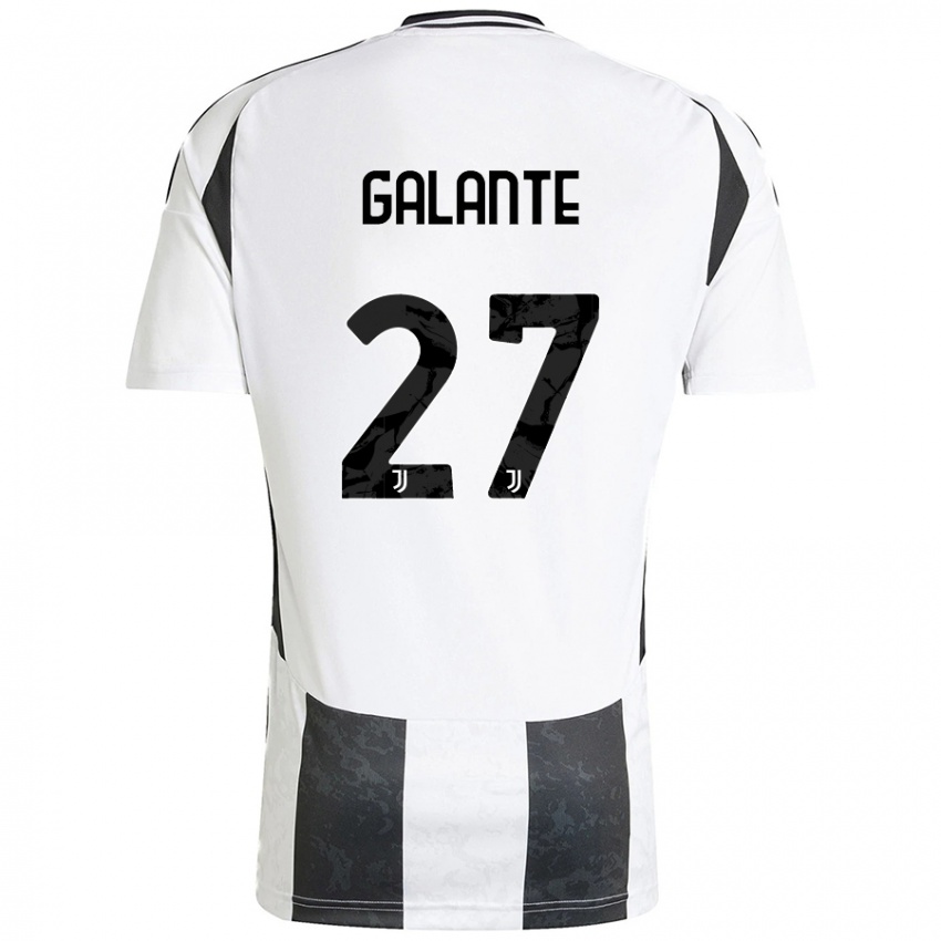 Niño Camiseta Tommaso Galante #27 Blanco Negro 1ª Equipación 2024/25 La Camisa Argentina