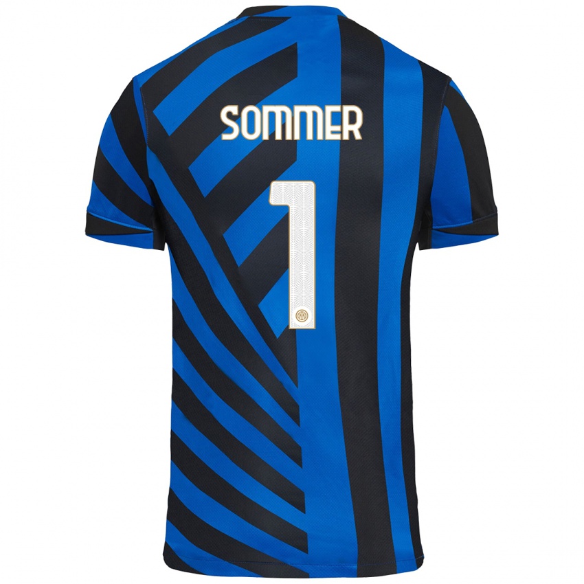 Niño Camiseta Yann Sommer #1 Azul Negro 1ª Equipación 2024/25 La Camisa Argentina