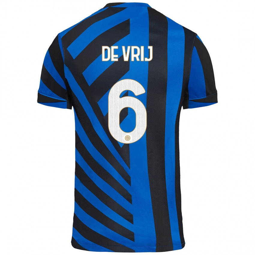 Niño Camiseta Stefan De Vrij #6 Azul Negro 1ª Equipación 2024/25 La Camisa Argentina