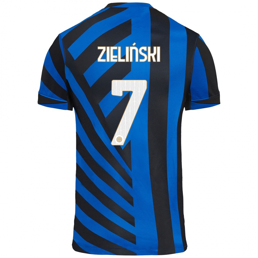 Niño Camiseta Piotr Zielinski #7 Azul Negro 1ª Equipación 2024/25 La Camisa Argentina