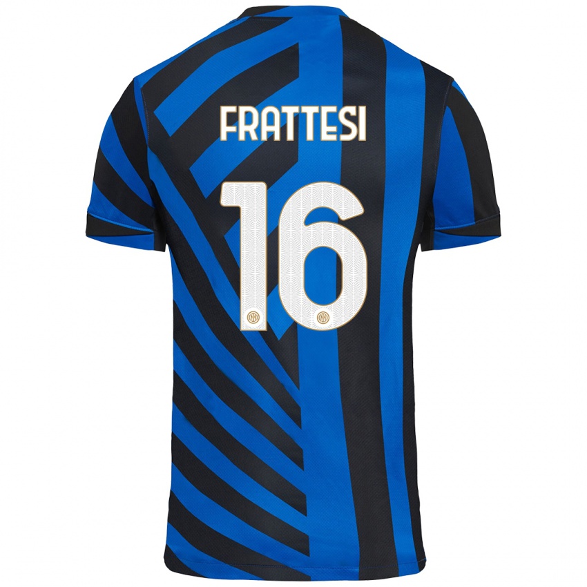 Niño Camiseta Davide Frattesi #16 Azul Negro 1ª Equipación 2024/25 La Camisa Argentina