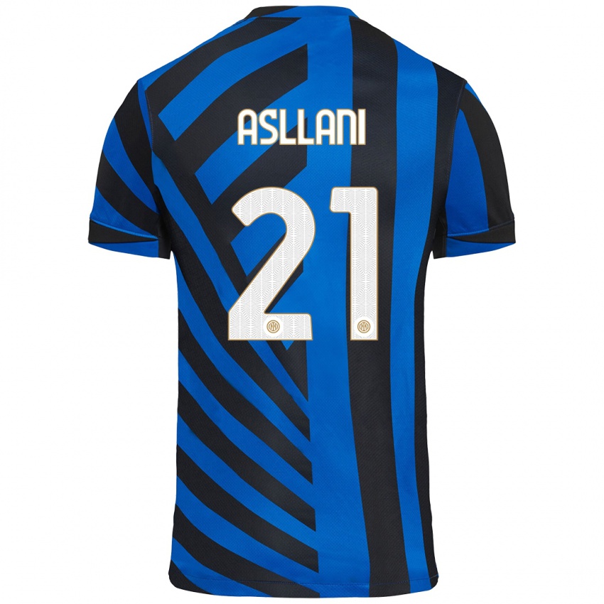 Niño Camiseta Kristjan Asllani #21 Azul Negro 1ª Equipación 2024/25 La Camisa Argentina