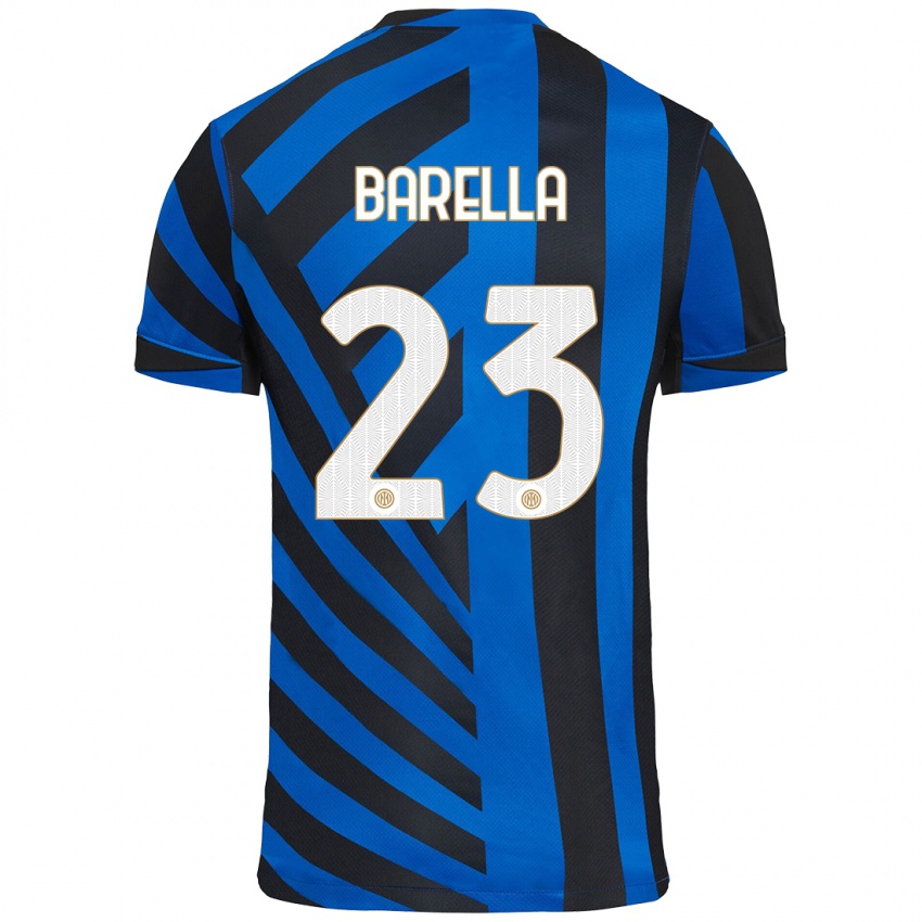 Niño Camiseta Nicolo Barella #23 Azul Negro 1ª Equipación 2024/25 La Camisa Argentina