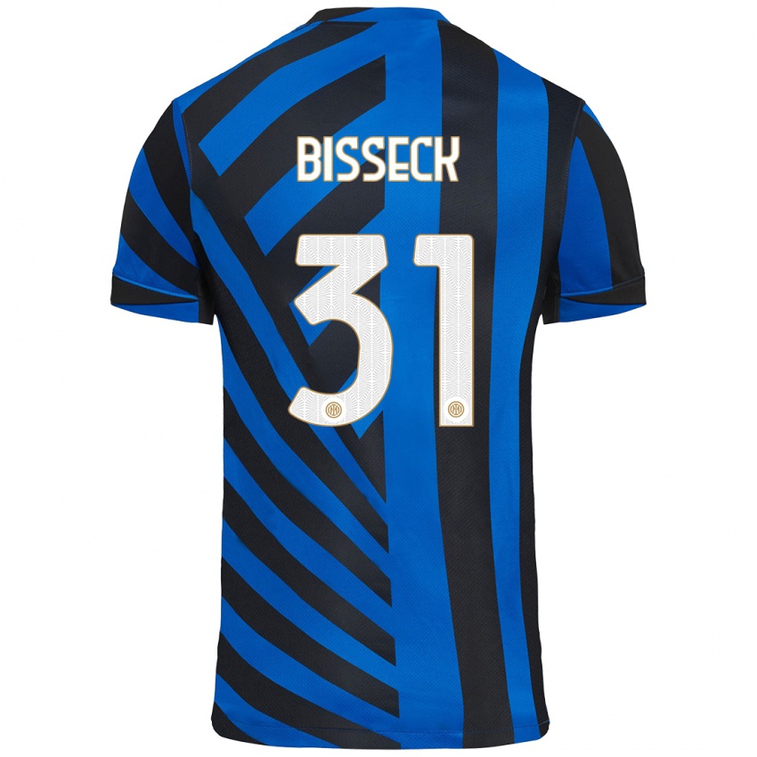 Niño Camiseta Yann Bisseck #31 Azul Negro 1ª Equipación 2024/25 La Camisa Argentina