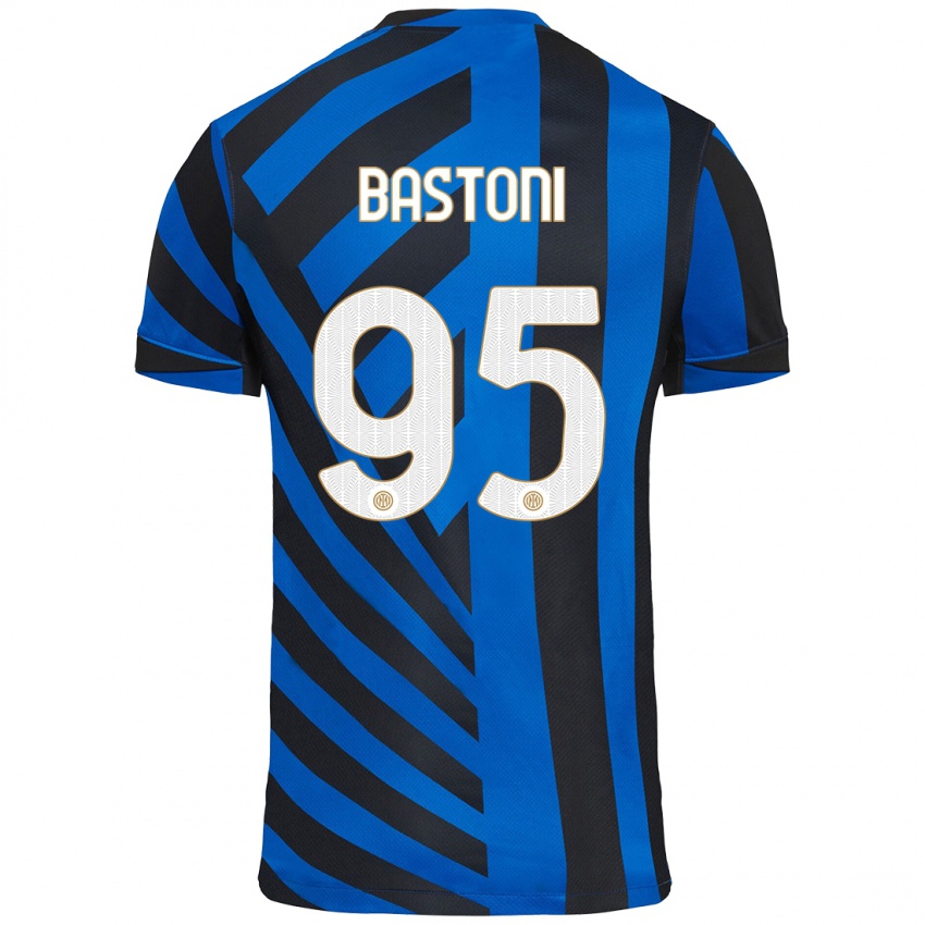 Niño Camiseta Alessandro Bastoni #95 Azul Negro 1ª Equipación 2024/25 La Camisa Argentina