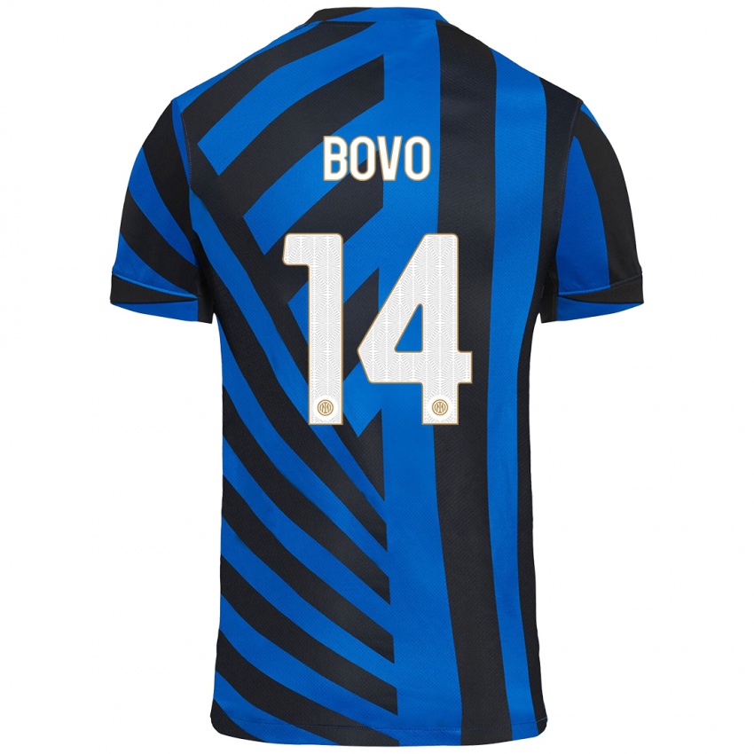 Niño Camiseta Leonardo Bovo #14 Azul Negro 1ª Equipación 2024/25 La Camisa Argentina