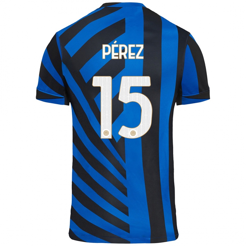 Niño Camiseta Álex Pérez #15 Azul Negro 1ª Equipación 2024/25 La Camisa Argentina