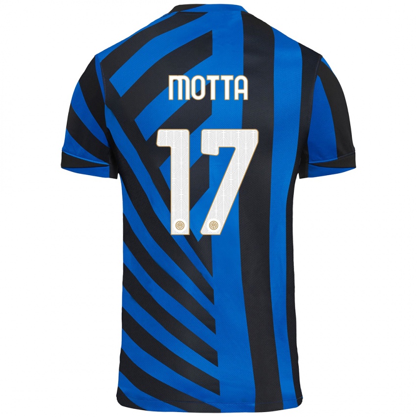 Niño Camiseta Matteo Motta #17 Azul Negro 1ª Equipación 2024/25 La Camisa Argentina