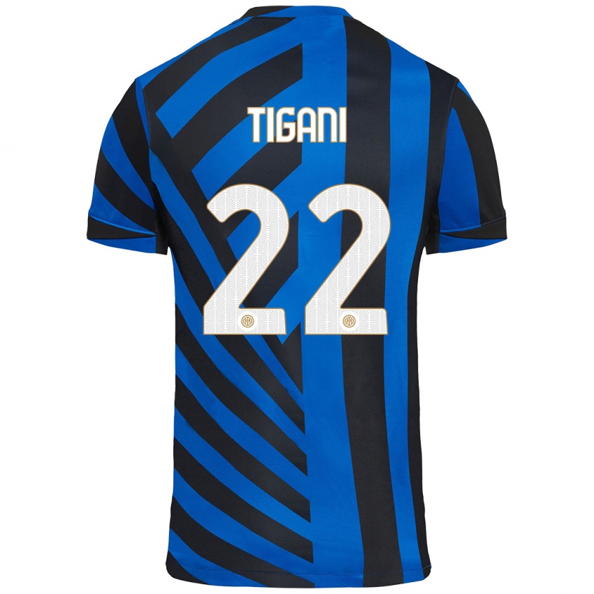 Niño Camiseta Edoardo Tigani #22 Azul Negro 1ª Equipación 2024/25 La Camisa Argentina