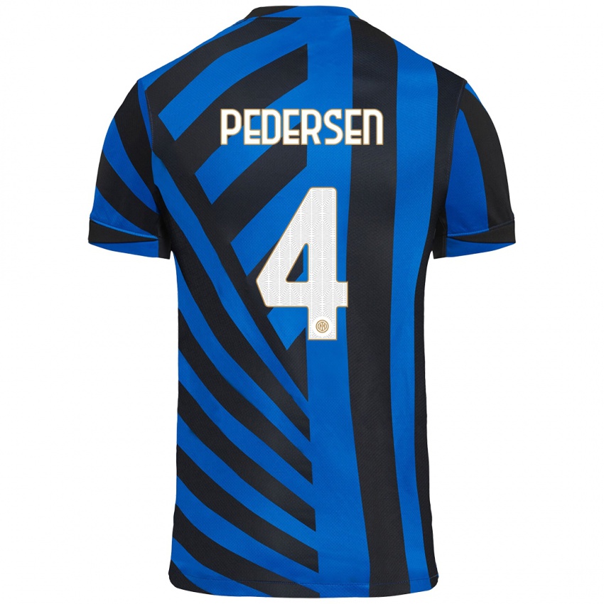 Niño Camiseta Sofie Junge Pedersen #4 Azul Negro 1ª Equipación 2024/25 La Camisa Argentina