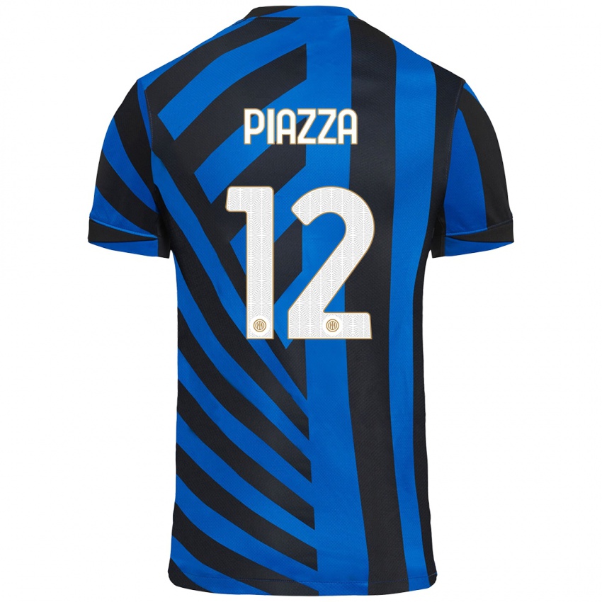 Niño Camiseta Alessia Piazza #12 Azul Negro 1ª Equipación 2024/25 La Camisa Argentina