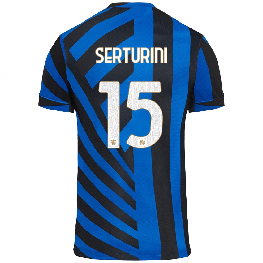 Niño Camiseta Annamaria Serturini #15 Azul Negro 1ª Equipación 2024/25 La Camisa Argentina