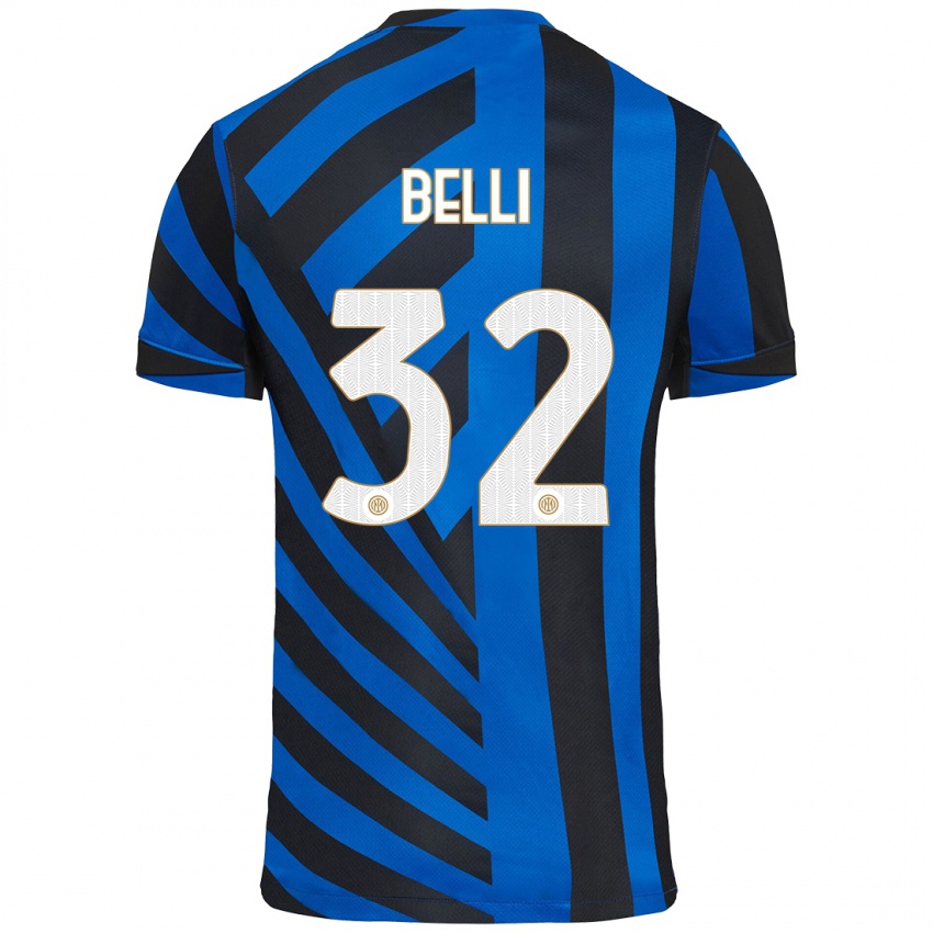 Niño Camiseta Elena Belli #32 Azul Negro 1ª Equipación 2024/25 La Camisa Argentina