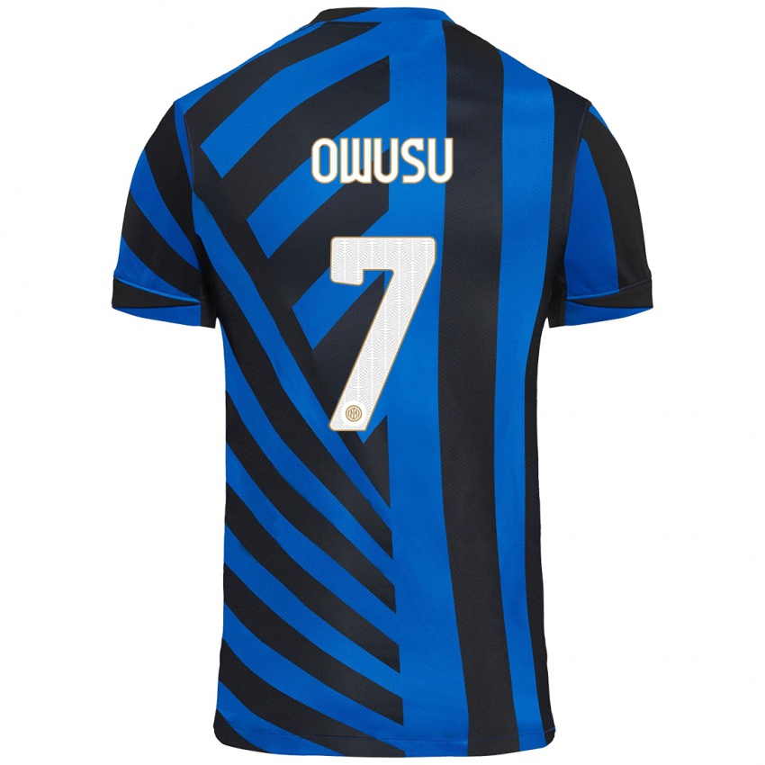 Niño Camiseta Enoch Owusu #7 Azul Negro 1ª Equipación 2024/25 La Camisa Argentina