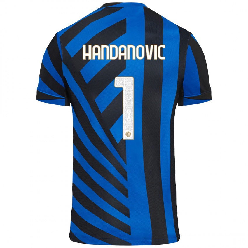 Niño Camiseta Samir Handanovic #1 Azul Negro 1ª Equipación 2024/25 La Camisa Argentina