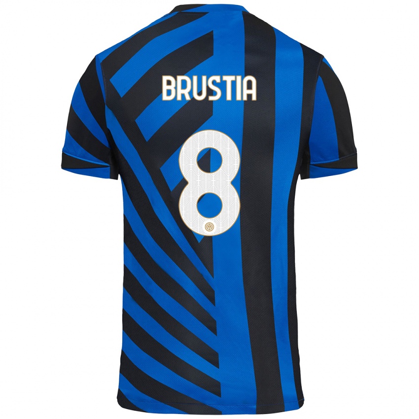 Niño Camiseta Martina Brustia #8 Azul Negro 1ª Equipación 2024/25 La Camisa Argentina