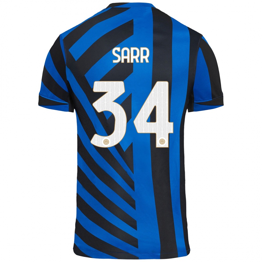 Niño Camiseta Amadou Sarr #34 Azul Negro 1ª Equipación 2024/25 La Camisa Argentina