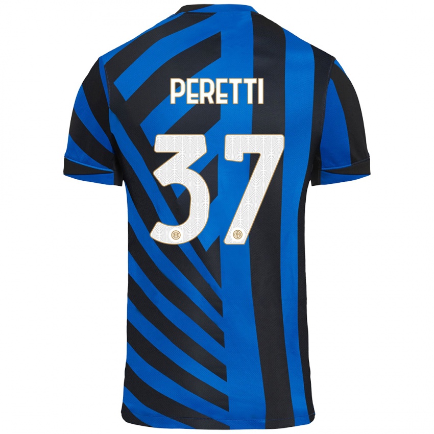 Niño Camiseta Lorenzo Peretti #37 Azul Negro 1ª Equipación 2024/25 La Camisa Argentina