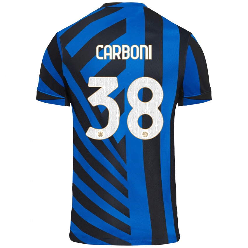 Niño Camiseta Valentin Carboni #38 Azul Negro 1ª Equipación 2024/25 La Camisa Argentina