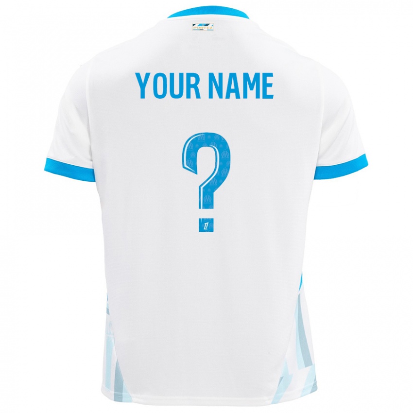 Niño Camiseta Su Nombre #0 Blanco Azul Cielo 1ª Equipación 2024/25 La Camisa Argentina