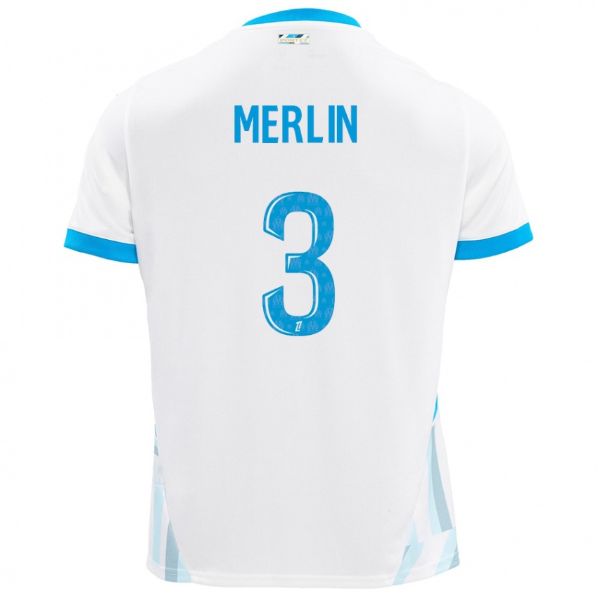 Niño Camiseta Quentin Merlin #3 Blanco Azul Cielo 1ª Equipación 2024/25 La Camisa Argentina