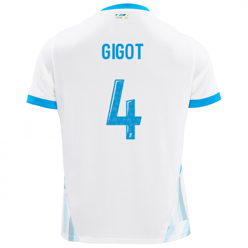 Niño Camiseta Samuel Gigot #4 Blanco Azul Cielo 1ª Equipación 2024/25 La Camisa Argentina