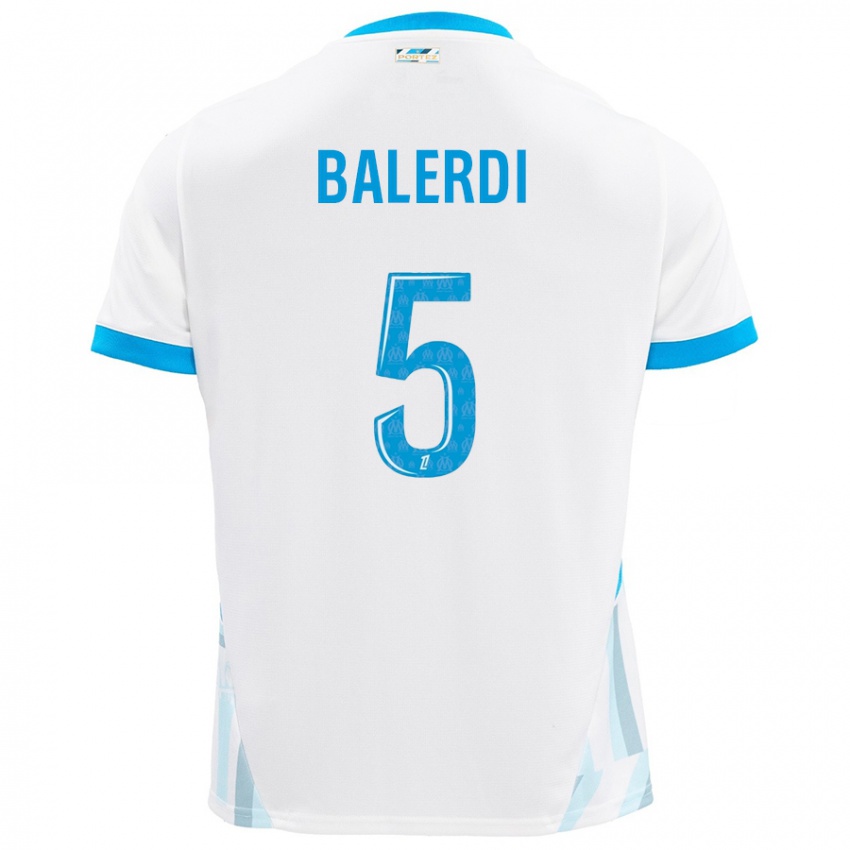 Niño Camiseta Leonardo Balerdi #5 Blanco Azul Cielo 1ª Equipación 2024/25 La Camisa Argentina