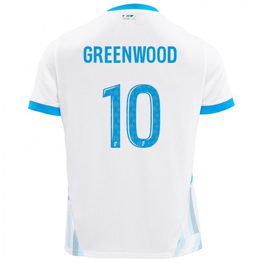 Niño Camiseta Mason Greenwood #10 Blanco Azul Cielo 1ª Equipación 2024/25 La Camisa Argentina