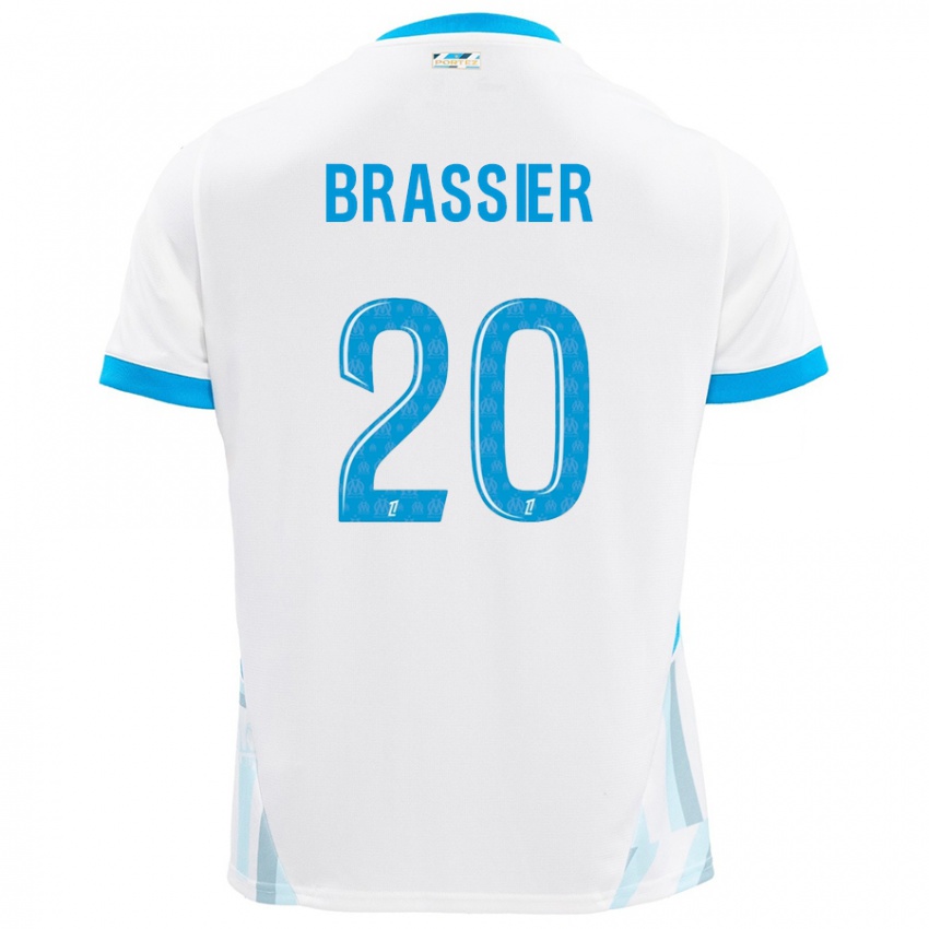 Niño Camiseta Lilian Brassier #20 Blanco Azul Cielo 1ª Equipación 2024/25 La Camisa Argentina