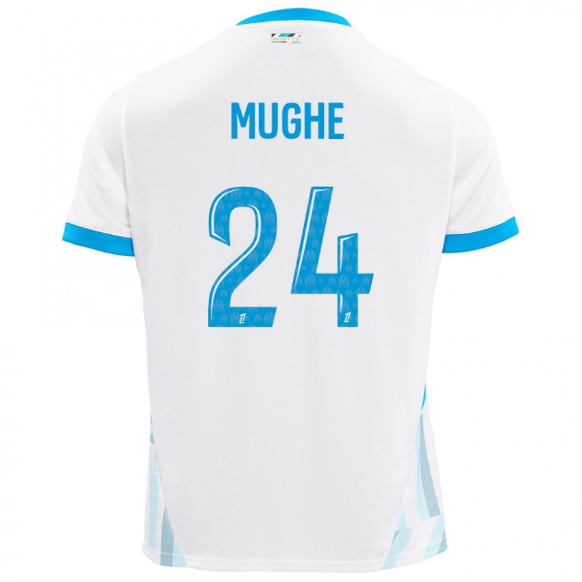 Niño Camiseta François Mughe #24 Blanco Azul Cielo 1ª Equipación 2024/25 La Camisa Argentina