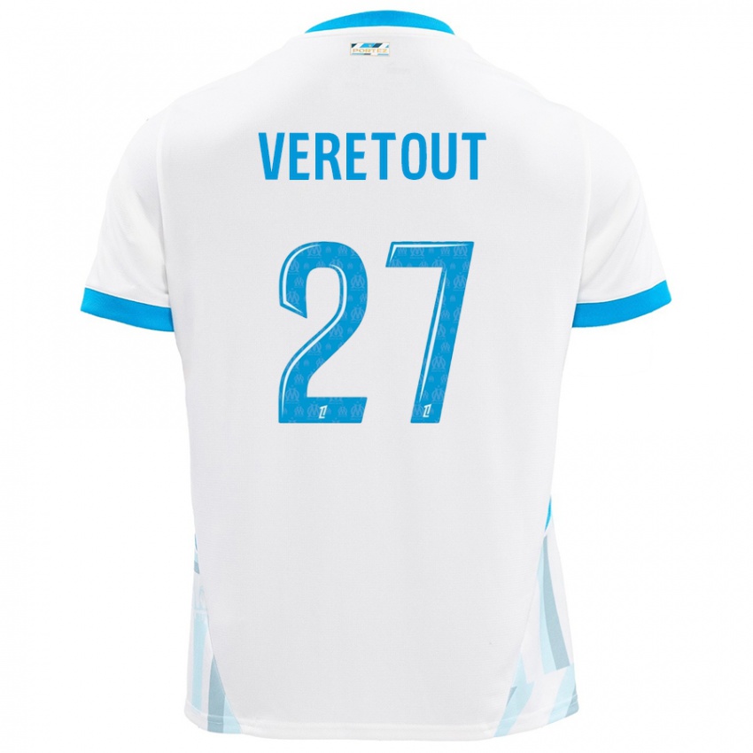 Niño Camiseta Jordan Veretout #27 Blanco Azul Cielo 1ª Equipación 2024/25 La Camisa Argentina