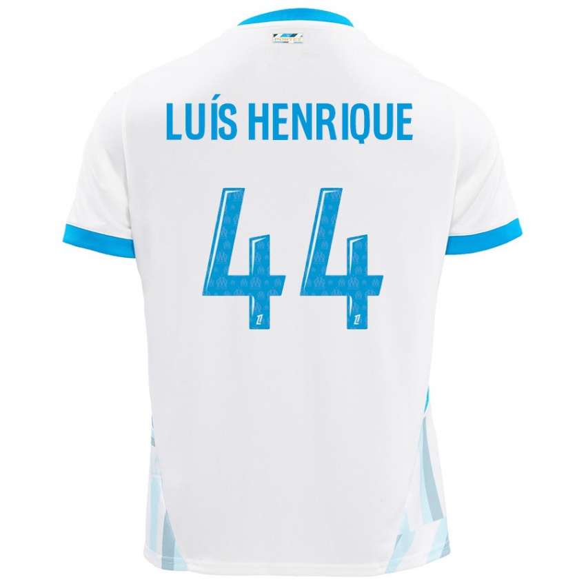 Niño Camiseta Luis Henrique #44 Blanco Azul Cielo 1ª Equipación 2024/25 La Camisa Argentina