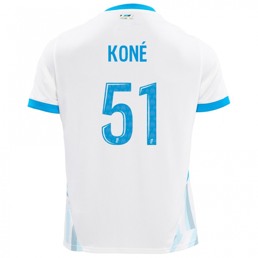 Niño Camiseta Ismaël Koné #51 Blanco Azul Cielo 1ª Equipación 2024/25 La Camisa Argentina