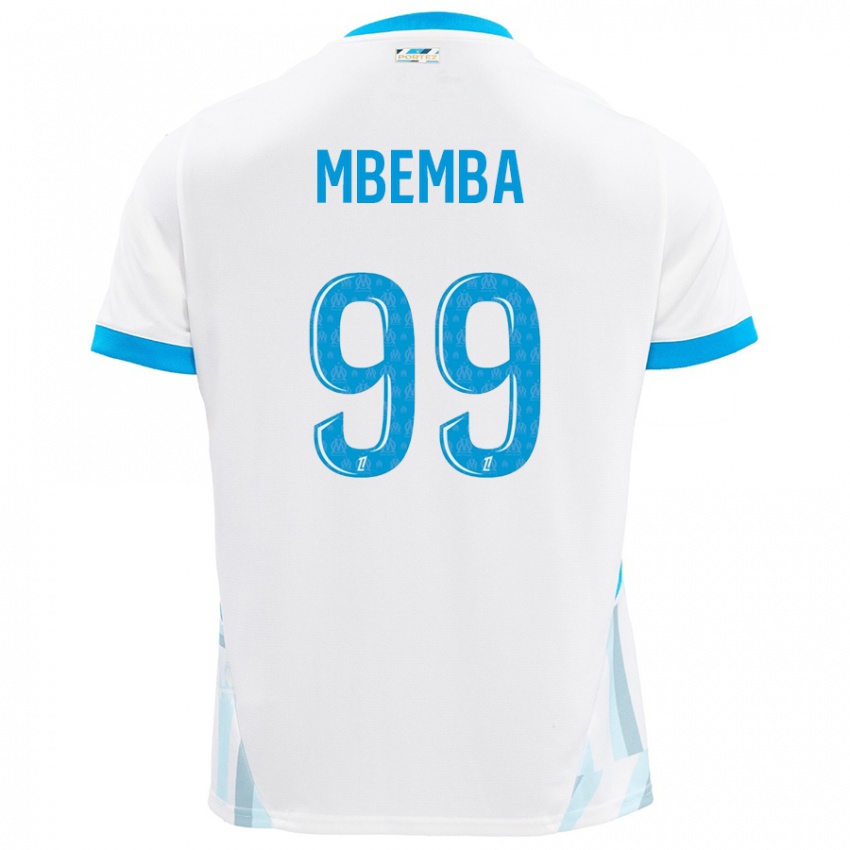 Niño Camiseta Chancel Mbemba #99 Blanco Azul Cielo 1ª Equipación 2024/25 La Camisa Argentina