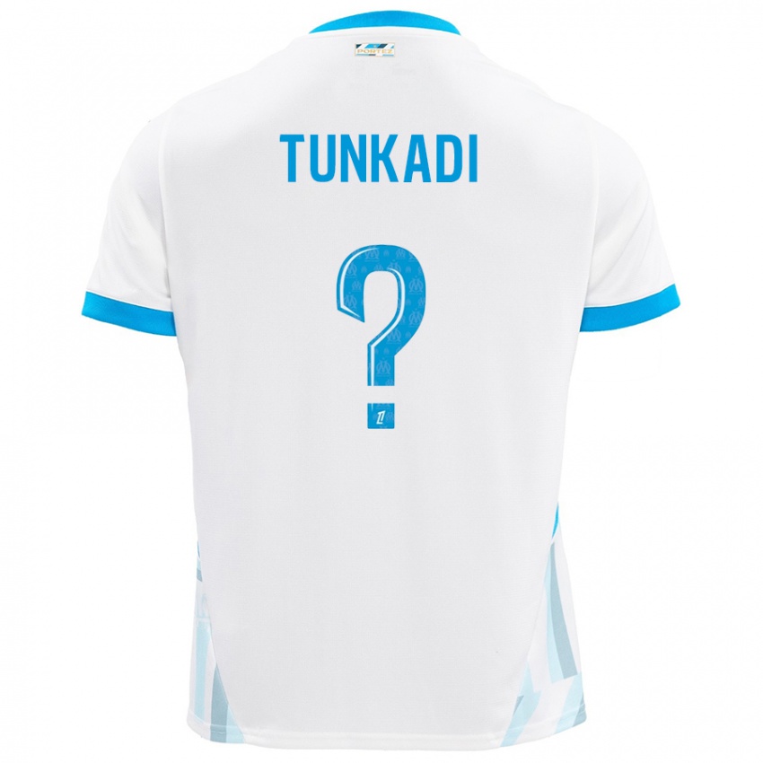 Niño Camiseta Alexandre Tunkadi #0 Blanco Azul Cielo 1ª Equipación 2024/25 La Camisa Argentina