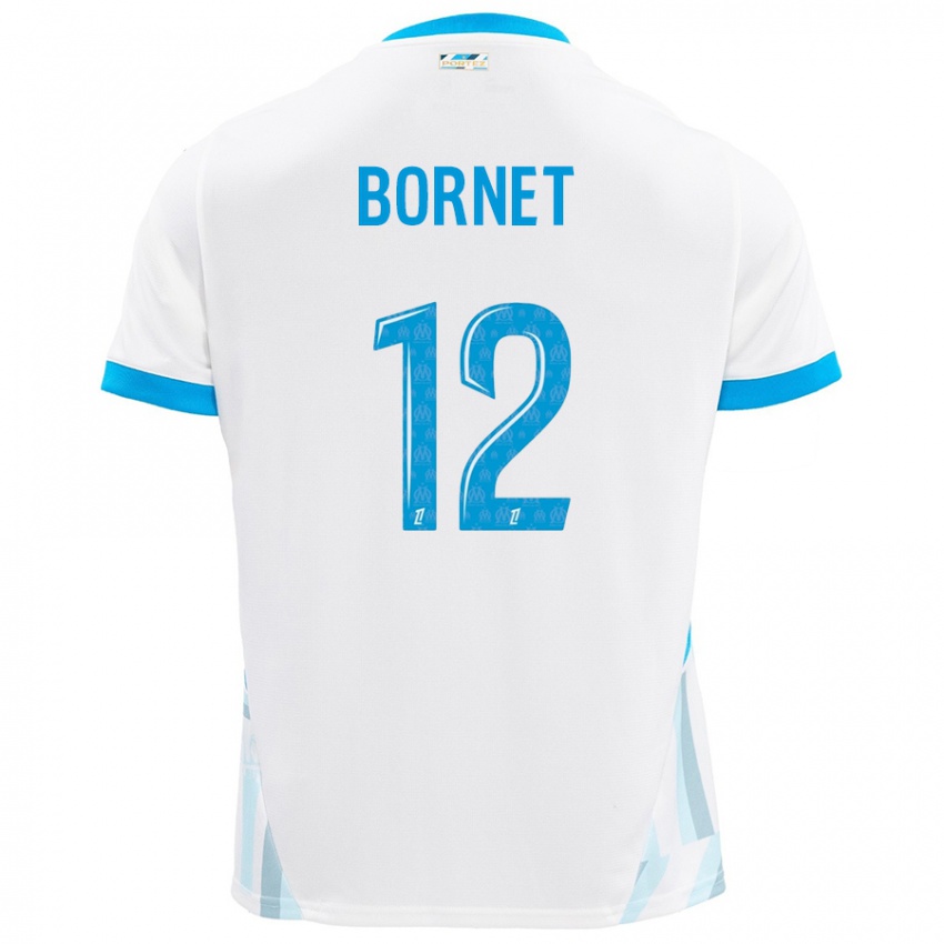 Niño Camiseta Camille Bornet #12 Blanco Azul Cielo 1ª Equipación 2024/25 La Camisa Argentina