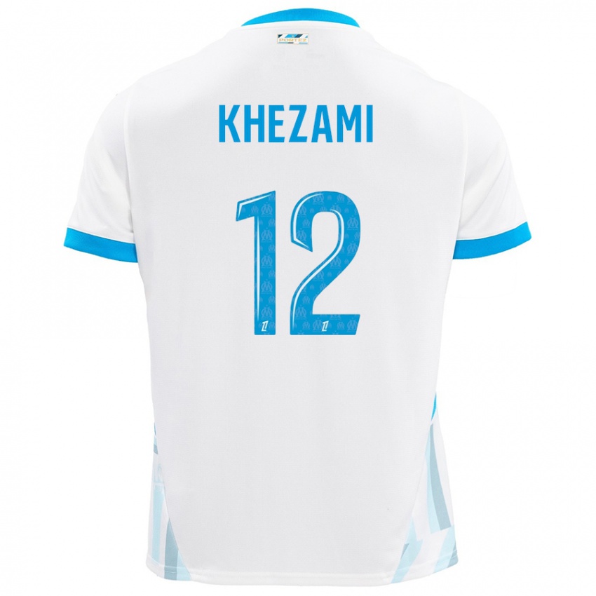 Niño Camiseta Roselène Khezami #12 Blanco Azul Cielo 1ª Equipación 2024/25 La Camisa Argentina