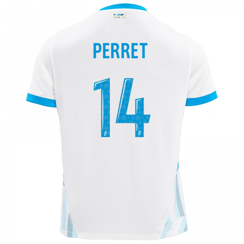 Niño Camiseta Jenny Perret #14 Blanco Azul Cielo 1ª Equipación 2024/25 La Camisa Argentina