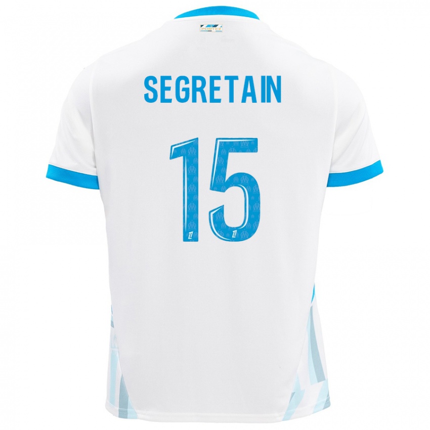 Niño Camiseta Julie Ségrétain #15 Blanco Azul Cielo 1ª Equipación 2024/25 La Camisa Argentina