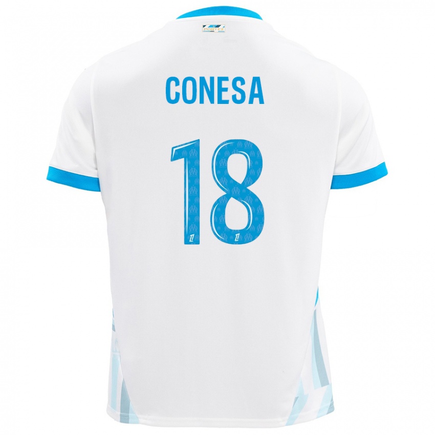 Niño Camiseta Anna Conesa #18 Blanco Azul Cielo 1ª Equipación 2024/25 La Camisa Argentina