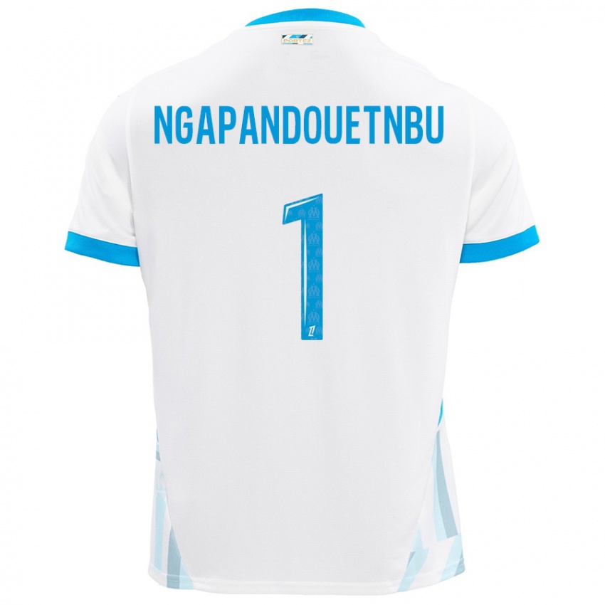 Niño Camiseta Simon Ngapandouetnbu #1 Blanco Azul Cielo 1ª Equipación 2024/25 La Camisa Argentina